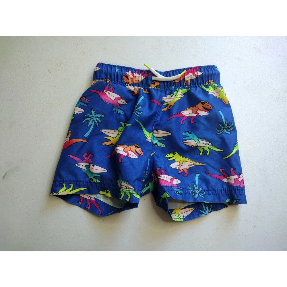 Old‎ Navy Toddler Boys Blue Surfing Dinosaur Tropical Swim Trunks 18-24M